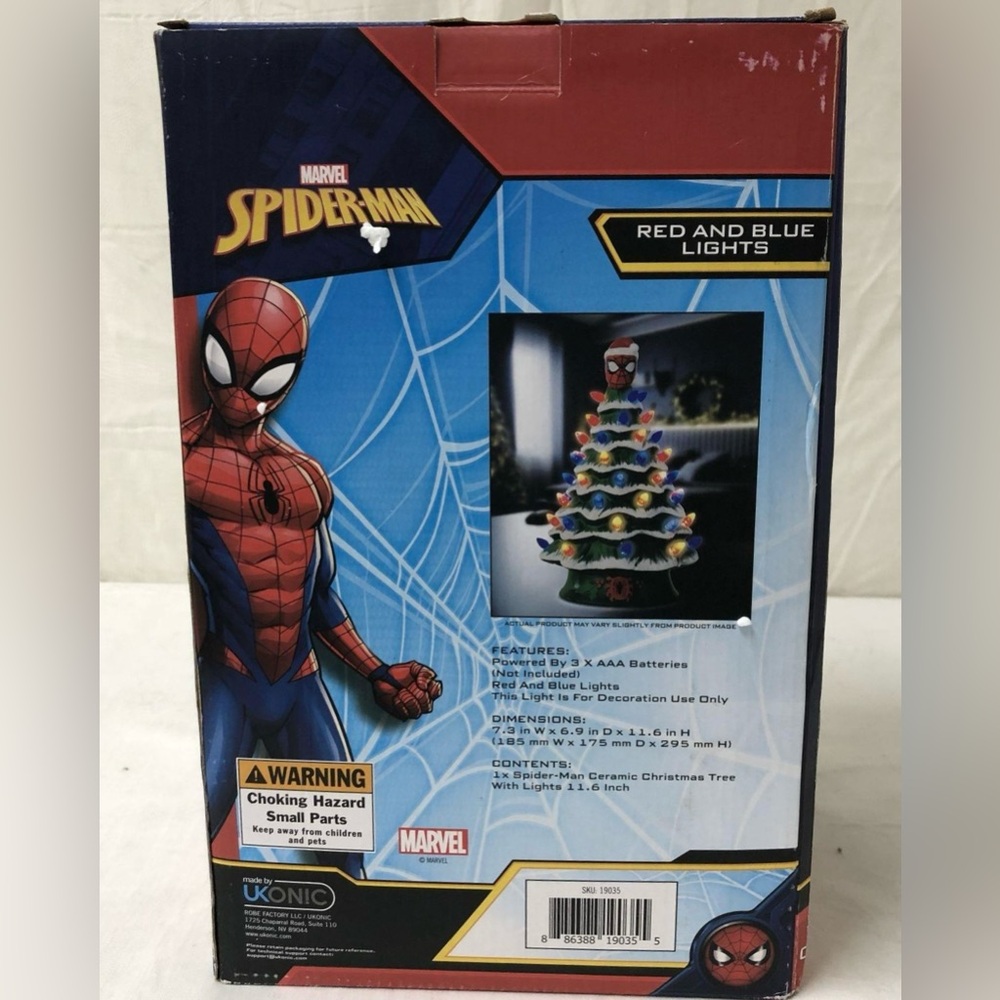 New in Box Ceramic Spider-Man Light Up Christmas Tree | Holiday | Seasonal Decor - Picture 5 of 7